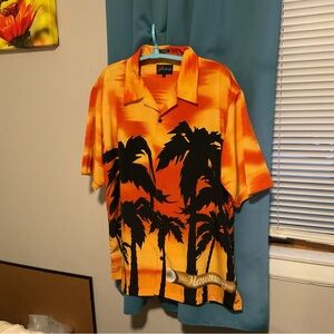 Orange and Black Men's Casual Shirt